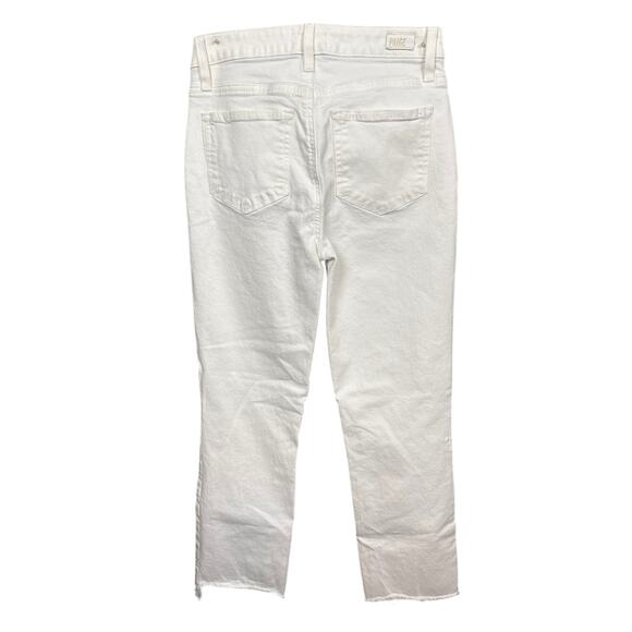 Paige Cindy Crop Denim Jeans Raw Hem Comfort Stretch Straight Fit  Mid Rise 27 - Picture 4 of 12